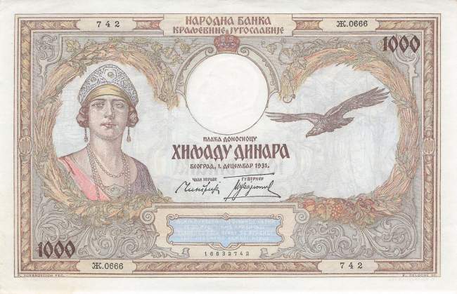 Jugoslawien p.29 1000 Dinara 1931